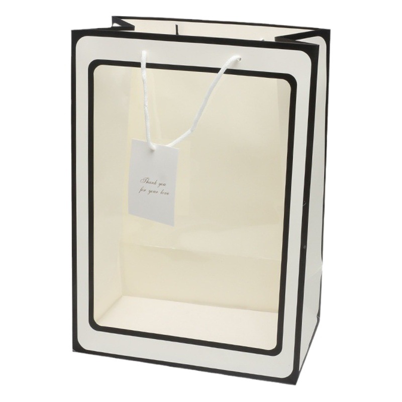 Bolsa de regalo de ventana de celebridad en línea bolsa de embalaje de flor floral caja portátil transparente caja de ventana de regalo rectangular