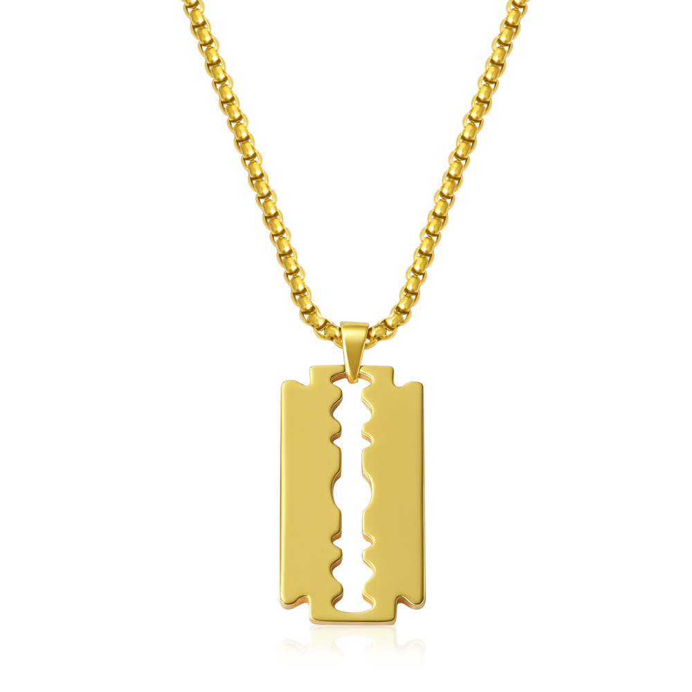 Collier pendentif croix en acier inoxydable pour homme, style hip-hop, avec chaîne à perles polyvalente._voghion.com
