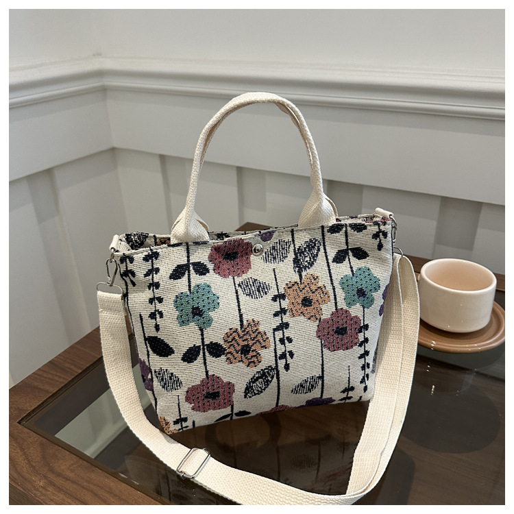 Canvas bag for women 2024 New large-capacity handbag, printed tote bag, niche design, artistic single-shoulder bag for work undefined