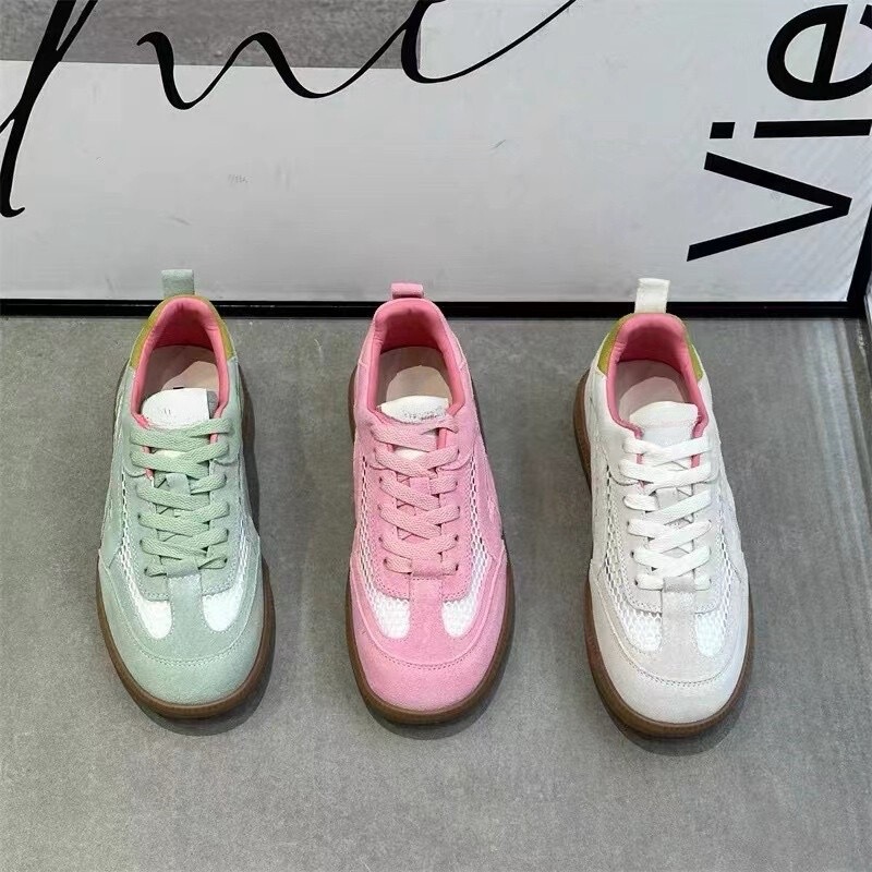 A women's shoes Gan 2024 new summer burst thick-soled pink sports breathable thin-plate shoes white ballet training shoes