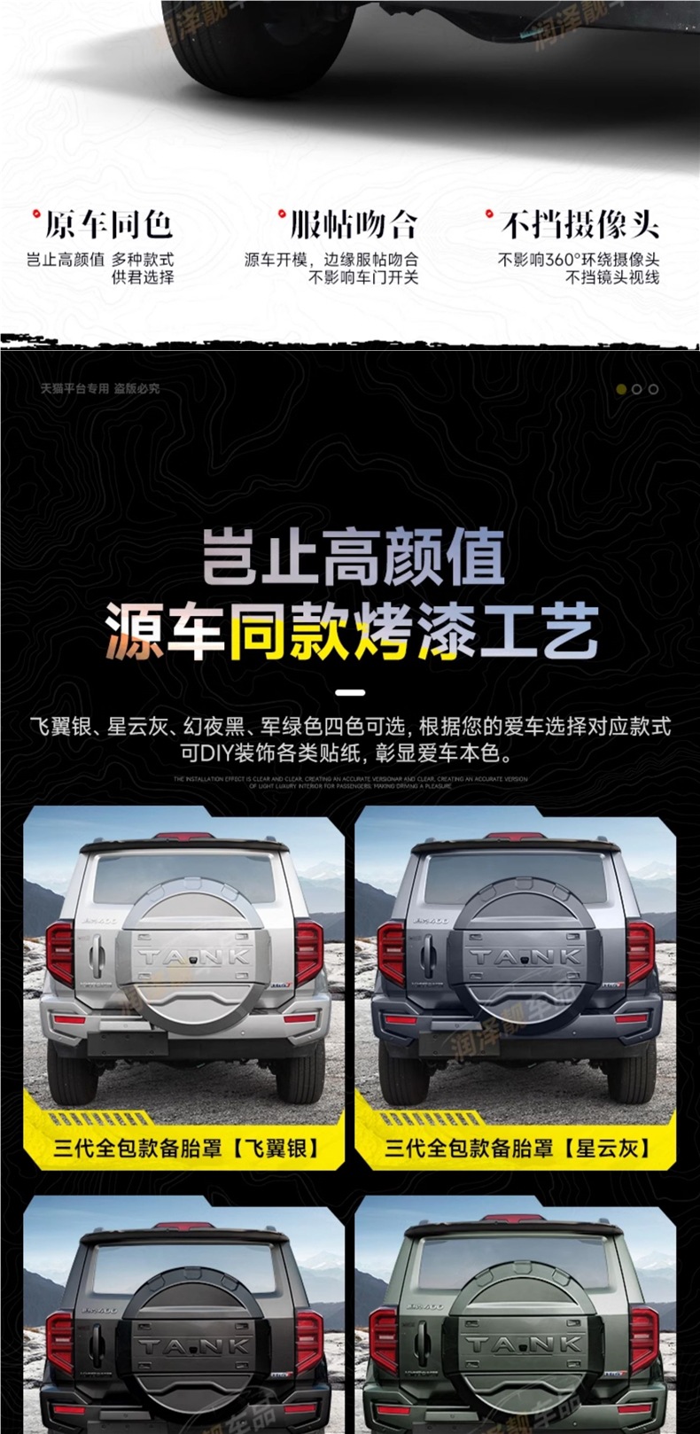 Tank 400Hi4-T Mecha Spare Tire Cover with Light All-Inclusive Original Car Color Spare Tire Shell Streamer Light Modification Accessories
