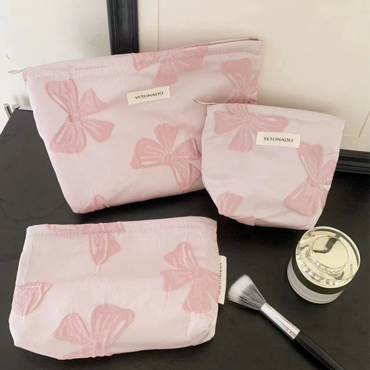 Ретро цветной тканый бантик косметическая сумка для ухода за кожей помада