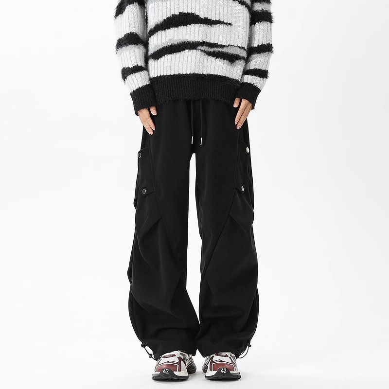 Spring and Autumn 2025 American Style Heavy Pleated Overalls Men's Starry Sky Loose Fashionable Wide-leg All-match Casual Pants