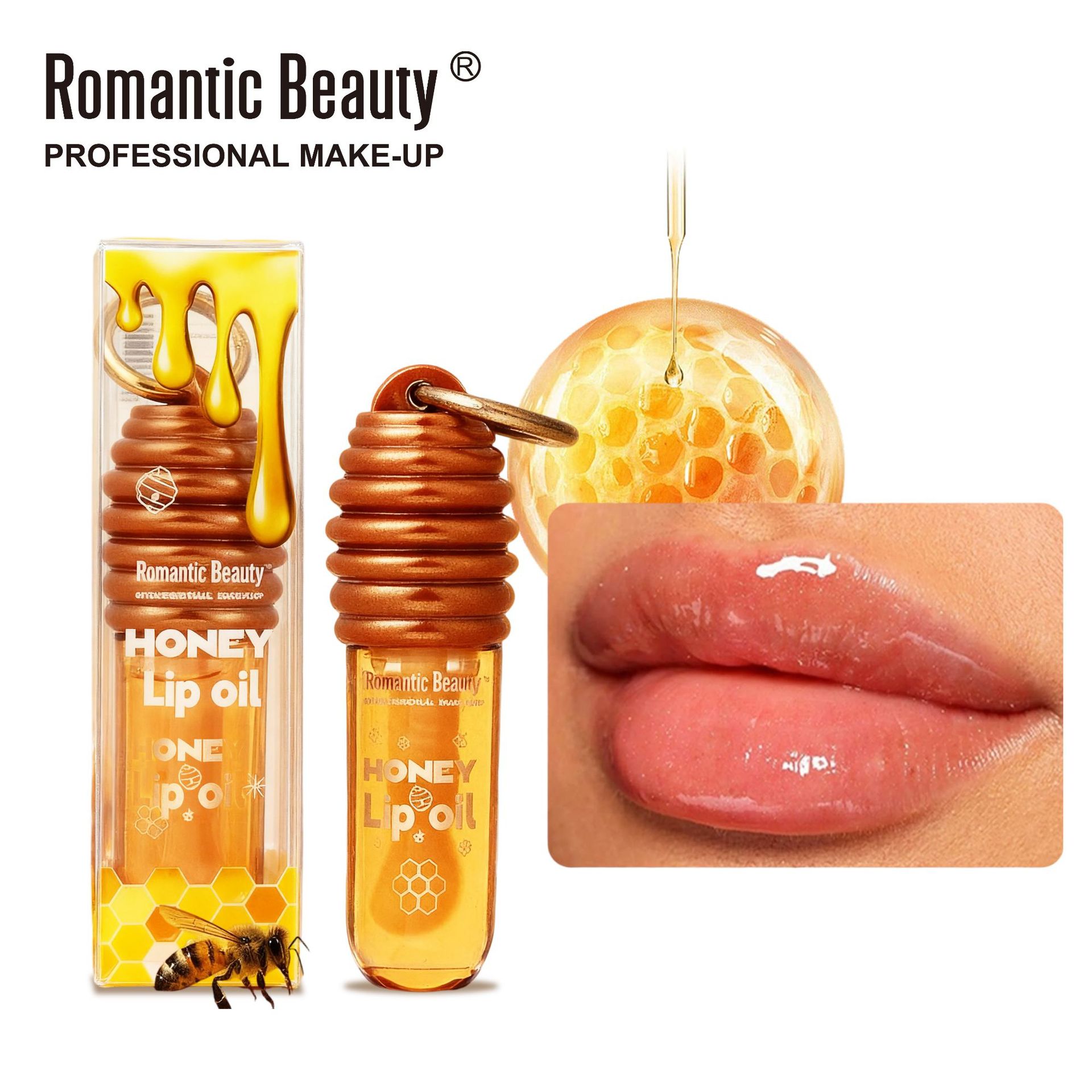 Transfronterizo brasileño miel lipstick humectante lápiz labial espejo esmalte labial de abeja con botón de hebilla nuevo lipstick