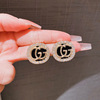 Sophisticated square silver needle, brand design earrings with letters, silver 925 sample, Chanel style, internet celebrity