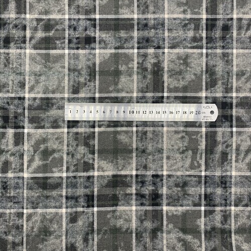 Vintage print process 21S plush grid shirt fabric, sandblasted shirt jacket pants material grid fabric