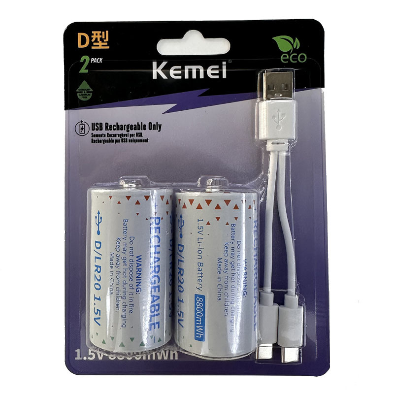 Batería recargable de corte de pelo Komei 1600mWh batería seca 5, batería de litio recargable USB al por mayor
