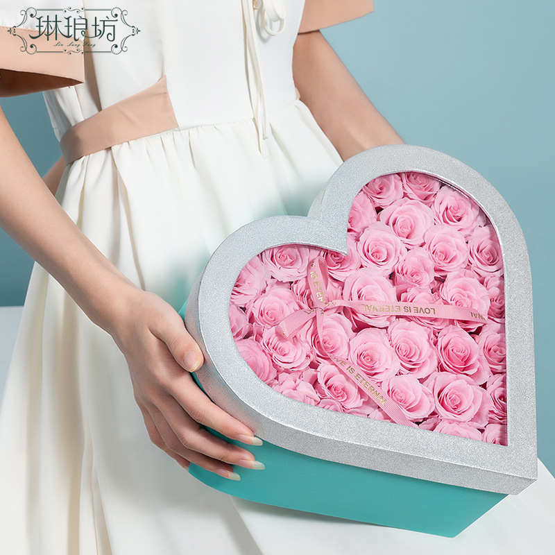 Qixi caja de regalo Sueño cielo estrellado caja de amor Día de San Valentín conjunto dos caja de flores frescas caja vacía Rosa caja de embalaje creativa