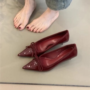 Pointed High Heels Women's Shoes 2025 Spring French Temperament Expensive Elegant Bow Shallow Mouth Commuter High Heels