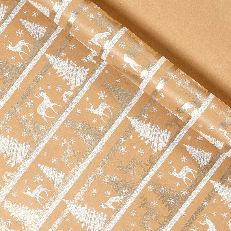 Serie navideña - Snow Deer Forest yellow; 43cmx3 metros (embalaje en rollo)