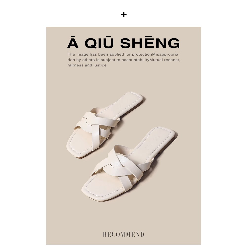 Pantofole a fondo piatto Le donne indossano sandali romani intrecciati dal nuovo design estivo Infradito in morbida pelle stile fata_voghion.com