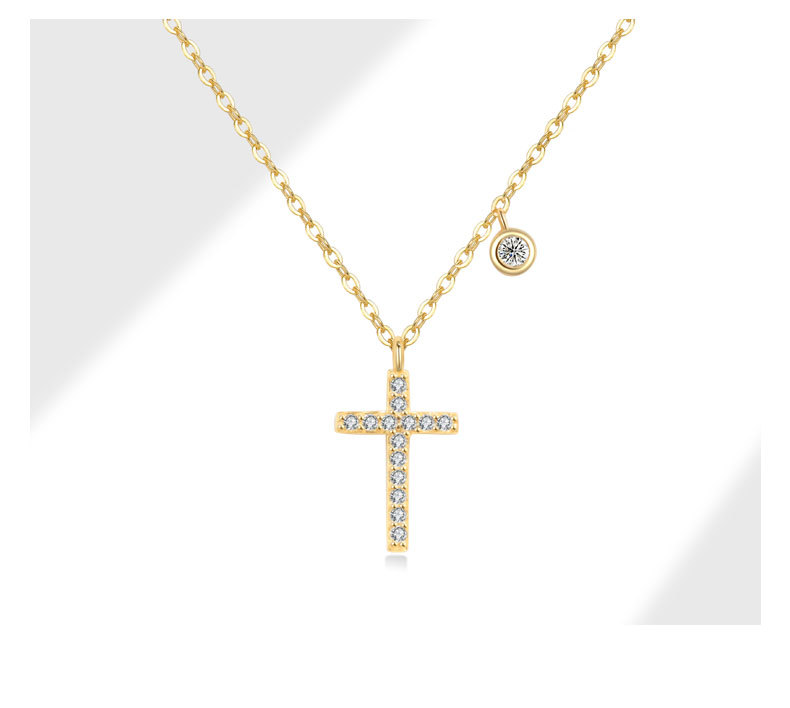 925 Sterling Silver Cable Chain Plating Cross Pendant Necklace display picture 6
