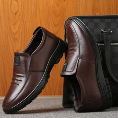 Men's genuine leather lace-up soft sole and soft face breathable shoes, business casual men's shoes for middle-aged and elderly fathers