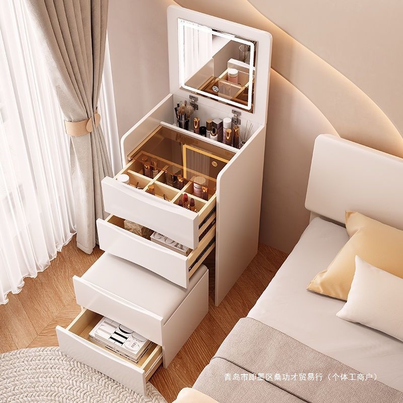 Cream Style Dressing Table Modern Simple Multi-Functional Flip-Top Bedroom Bedside Cupboard Integrated Dressing Table Storage Cabinet