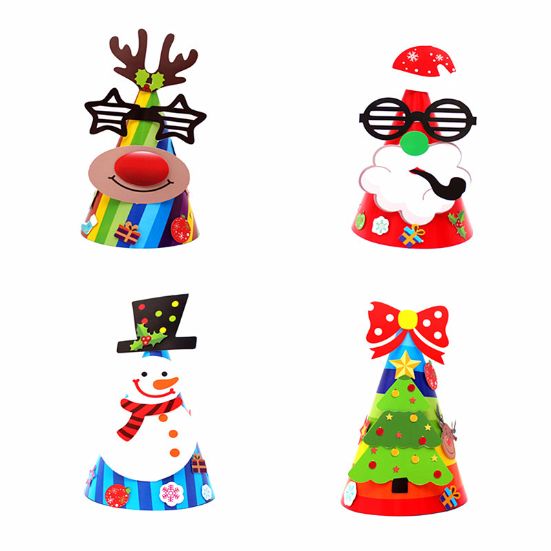 DIY圣诞帽圣诞节手工纸帽子儿童幼儿园活动益智玩具装扮装饰批发