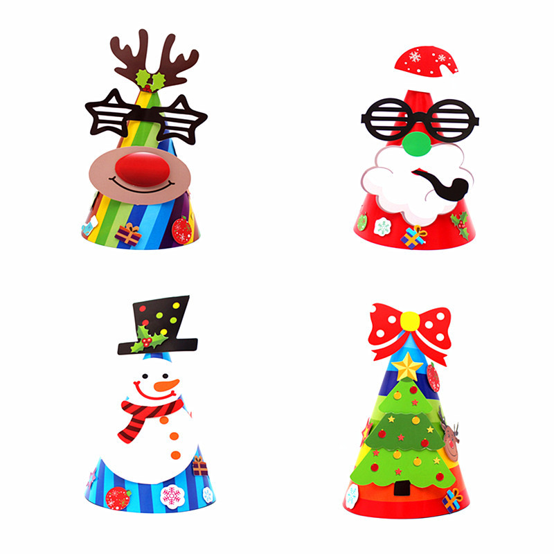 DIY Christmas Hats Christmas Handmade Paper Hats Children Kindergarten Activities Educational Toys Dress Up Decoration Wholesale