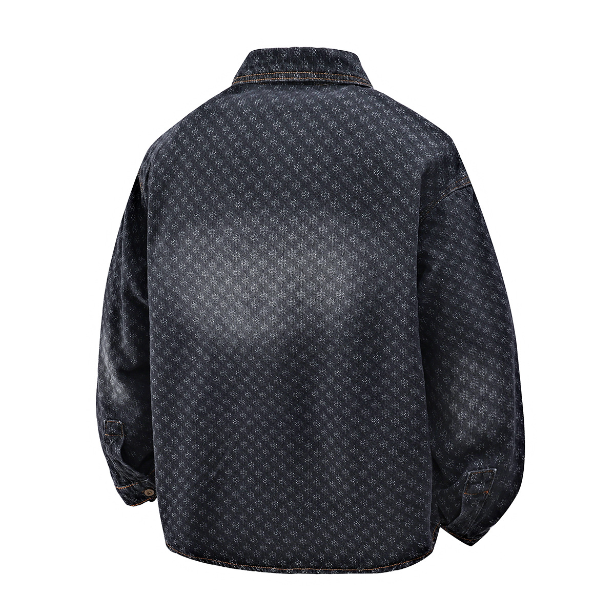 Spring And Autumn New Jacquard Denim Jacket Men's High Street Trend Long Sleeved Shirt American Style Loose Foreign Trade Jacket Men_mkmklike.com