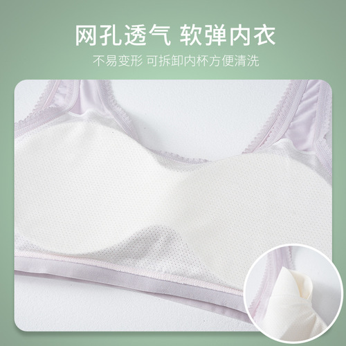 Summer Thin Girls Developmental Underwear Comfortable High School Student Tube Top Girls No Wires Breathable Sports Bra