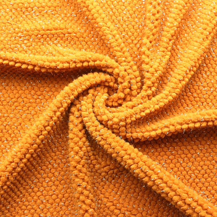 提花银丝宝宝绒服装面料纬编菠萝绒玉米粒绒贝贝绒提花舒棉绒布料