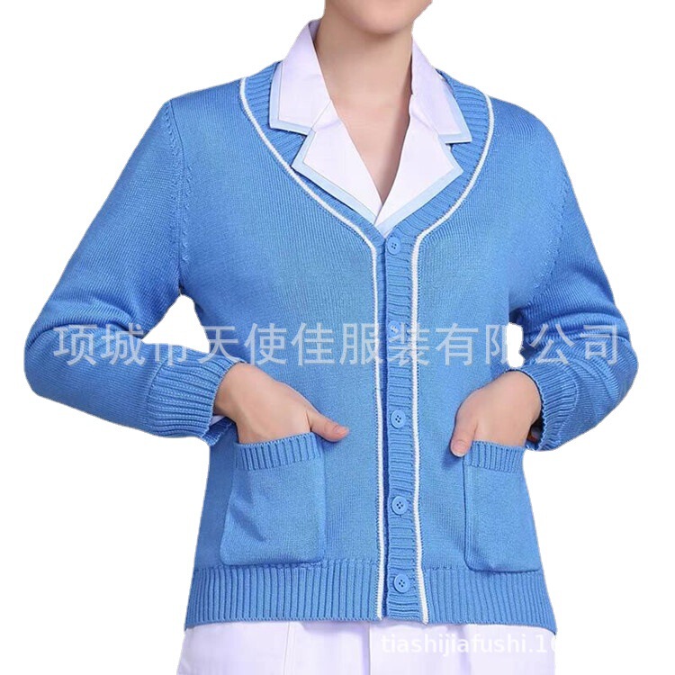 Medical Nurse Cardigan New Knitwear Dark Blue Thickeneded Nursing Work Clothes Nurse Knitwear Medical Clothes Medical Academy