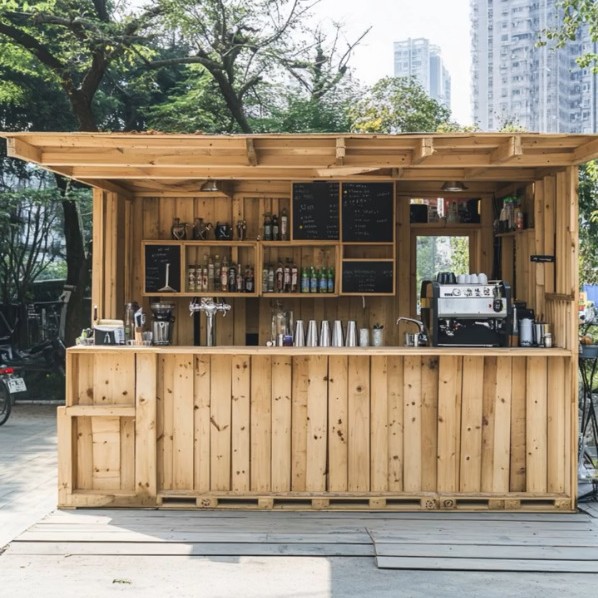 定制小木屋户外厨房售货亭奶茶屋咖啡屋饮品站售卖亭售票亭甜品站