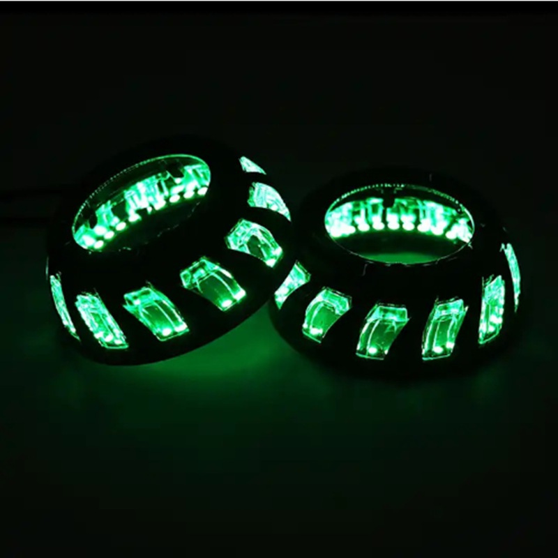 Ángel ojo diafragma espiral vórtice delantero LED para lente de doble luz de automóvil y motocicleta
