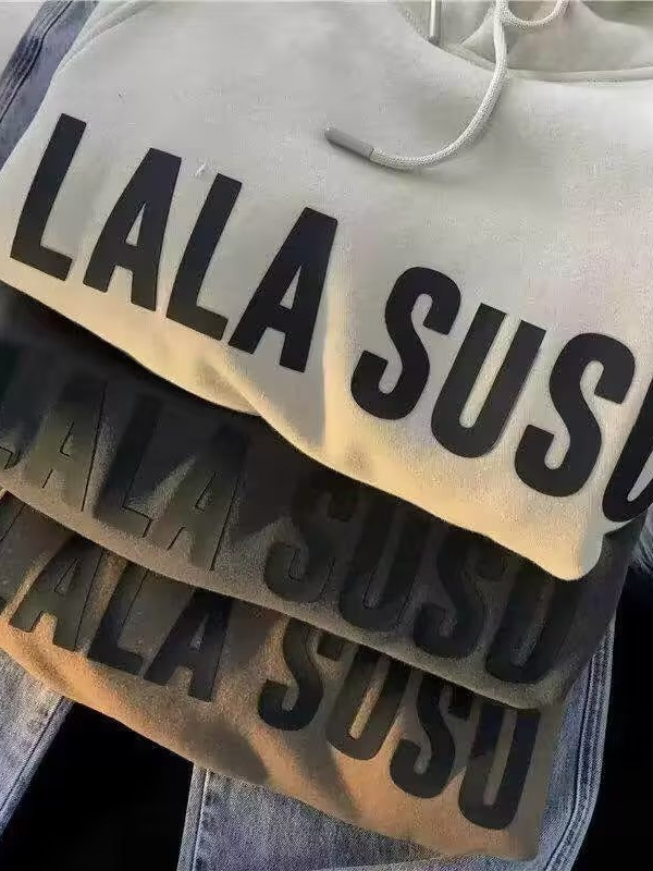 Letra japonesa impresión fleece-forrado con capucha suéter de los hombres de la marca de moda suelta estilo perezoso todo partido pareja abrigo