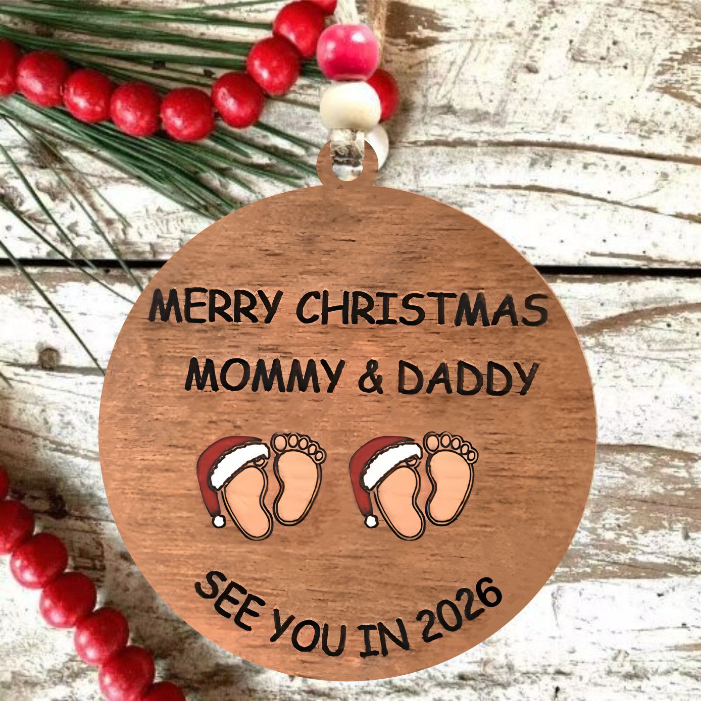 Colgante de árbol de Navidad Merry Mommy y Daddy explosivo transfronterizo para futuros padres