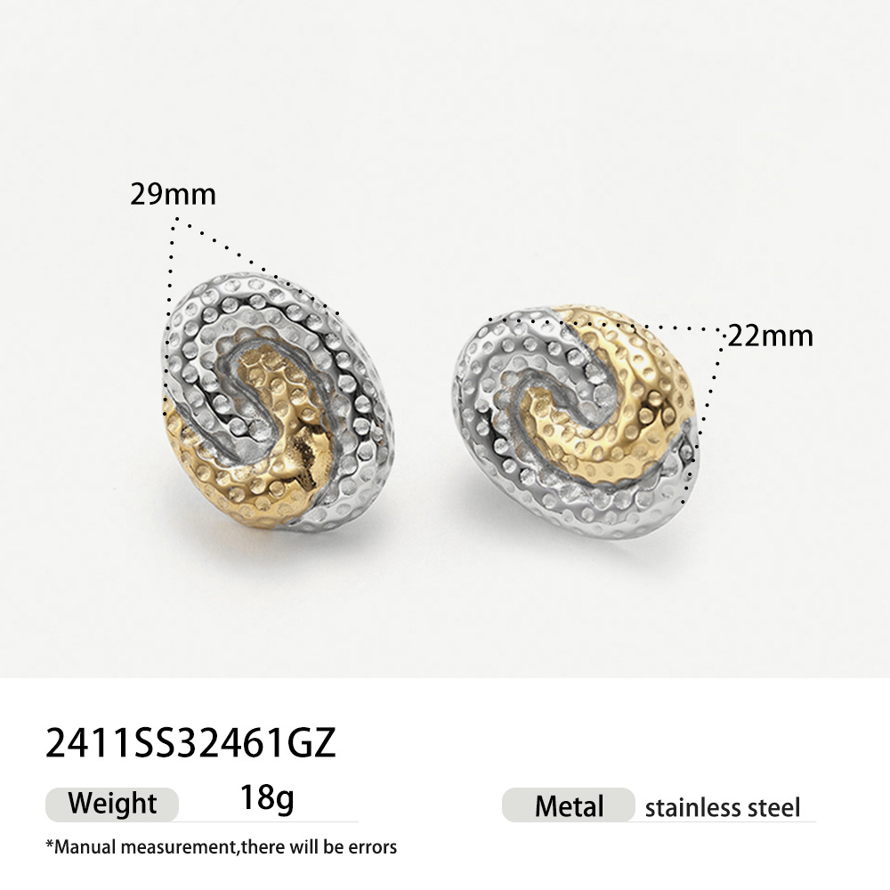 Tina Europa y América personalidad transfronteriza bicolor geometría redonda de 18k aretes de acero inoxidable de alta calidad pernos de orejas minimalistas para mujeres