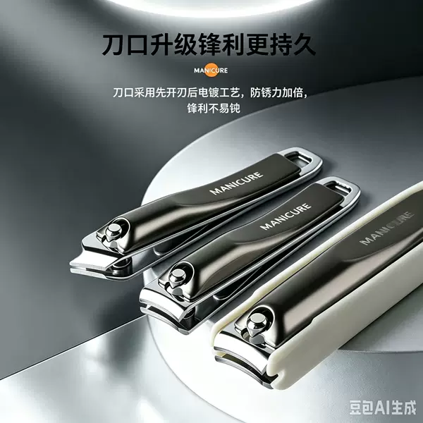 Anti-splash metal nail clipper set, including nail clippers and nail files, available in stock