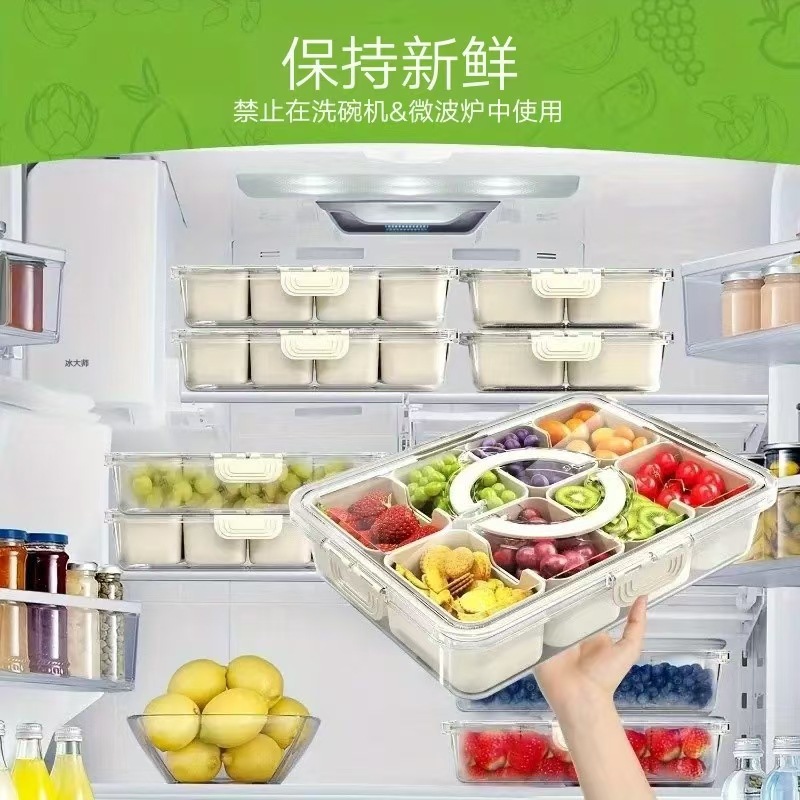 Caja de conservación de frutas sellada para viajes internacionales, caja de condimentos dividida, caja de ingredientes portátil para pícnic y excursiones de otoño, apta para alimentos y con capacidad para hielo en polvo.