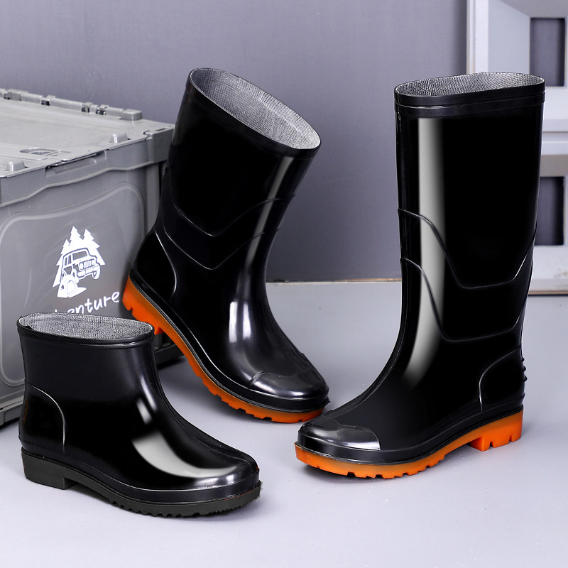 Resistente al desgaste, zapatos de agua de malla de hombre, zapatos de agua de tubo largo, calentamiento, zapatos de goma antideslizantes de lana y protección laboral