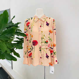真丝衬衫女2025春夏季新款桑蚕丝印花通勤度假风气质通勤长袖上衣