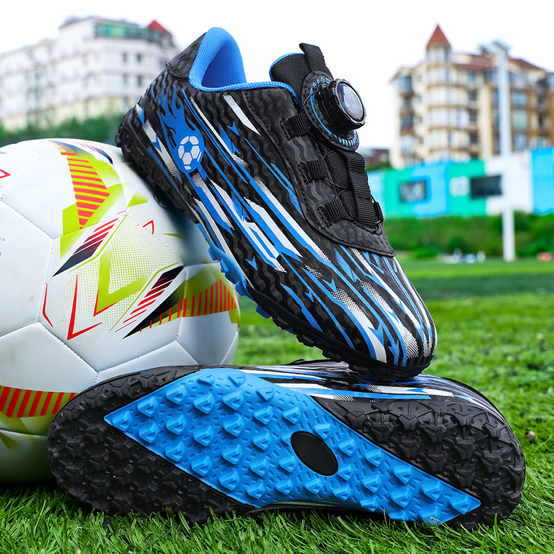 Tenis de Fútbol Infantil con Botón Giratorio de Cuero y TPR para Campo Deportivo