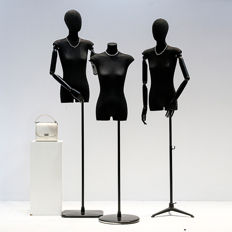 Flat God Flat-Cup Fashion Store Model Prop Female Half-Body Window Black Artificial Human Full-Body Female Model Display Rack