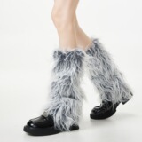 Зимние высокие сапоги, бархатные цветные гетры, градиент