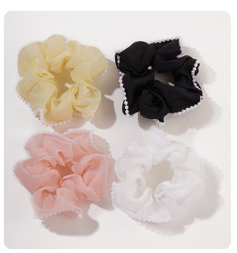 Fashion Inlay Pearl Lace Solid Color Hair Rope Hair Accessories display picture 2