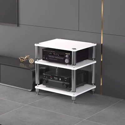 Electric car big tripod: Amplifier Stand, Audio Cabinet, Audio-Visual - three-layer-split-white