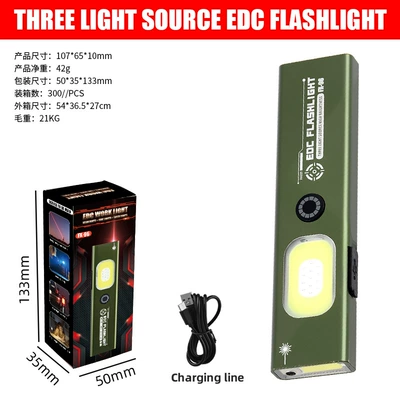 Cross-Border Outdoor Work Light Magnetic Lithium Battery Fast Charging Ultra-Bright Outdoor Long-Lasting Strong Light Flashlight Laser to Illuminate Scorpions (UV fənərlər) - army-green