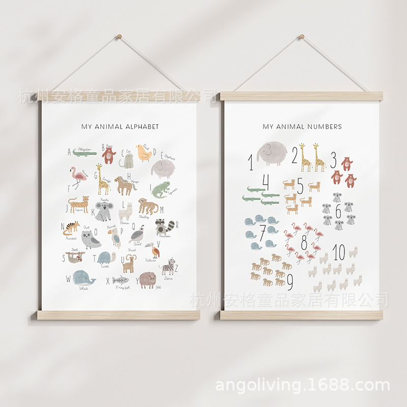 Cartoon alphanumeric children's decorative painting early education children's room