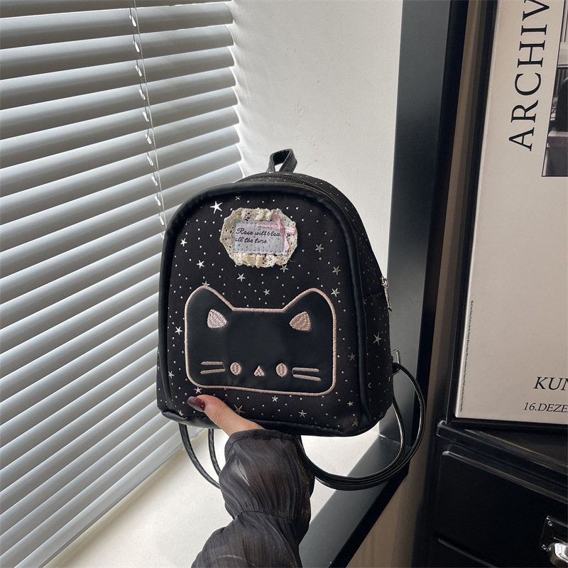 2026 nueva universidad estampada estrella mini mochila de estudiantes niña caricatura gato mochila pequeña