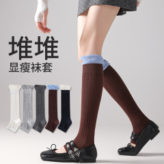 踩脚袜套学院风长筒袜泡泡口miu系堆堆袜子甜美芭蕾风显瘦小腿袜