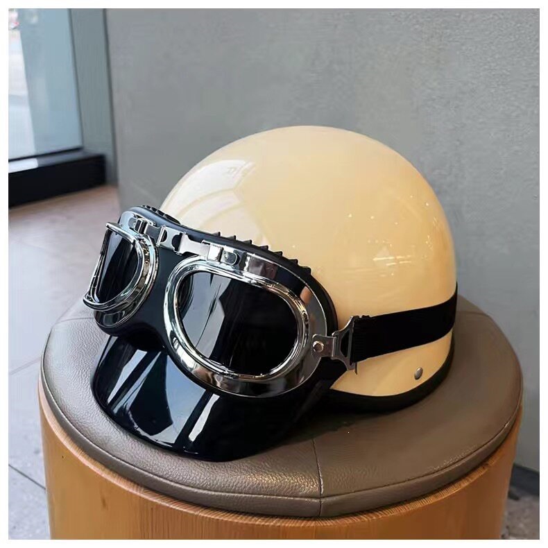 Suitable for vintage helmets, 3C certified, personalized for men and women, electric vehicle half helmet, suitable for all seasons, summer sun protection and safety