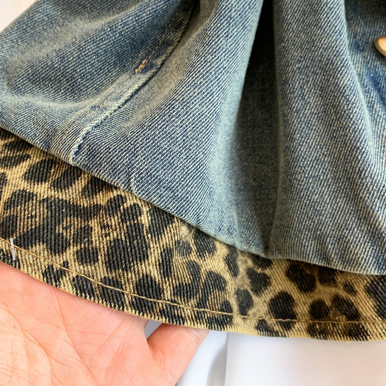 Women's Denim Leopard Print Slimming Shirt Dress Lace Up Design Suspender Top Elegant Fashion Unique Edgy Chic Sophisticated Clothing_ecoleips.com