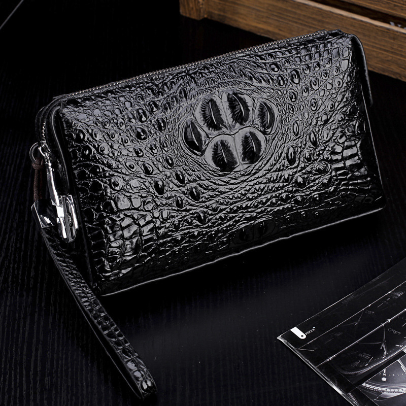 Men's Crocodile Patterned Clutch Bag Black Brown Business Lightweight Handbag Large Capacity Wallet_voghion.com