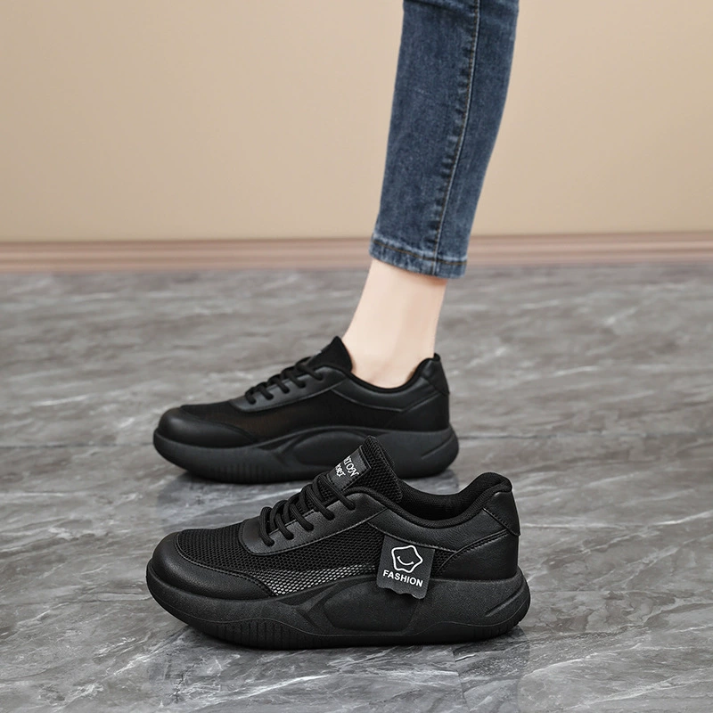 Все черные женские туфли 2025 новые весенние летние сетчатые туфли