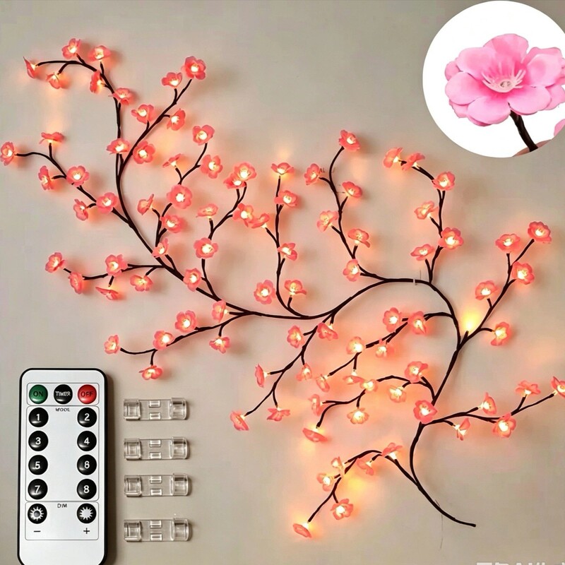 New LED shapeable vine lights with leaves, butterflies, and flowers for home decoration, wall hanging, holiday, and romantic ambiance lighting New LED shapeable vine lights with leaves, butterflies, and flowers for home decoration, wall hanging, holiday, and romantic ambiance lighting