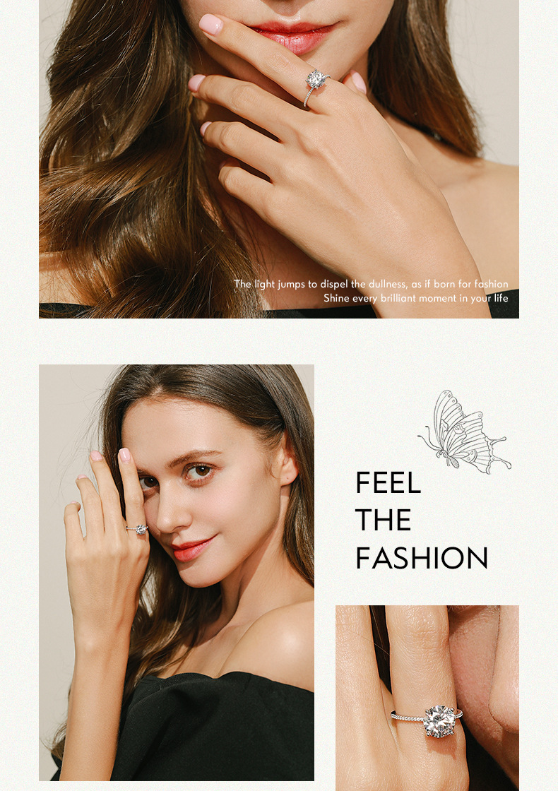 Fashion Geometric Sterling Silver Inlay Zircon Rings 1 Piece