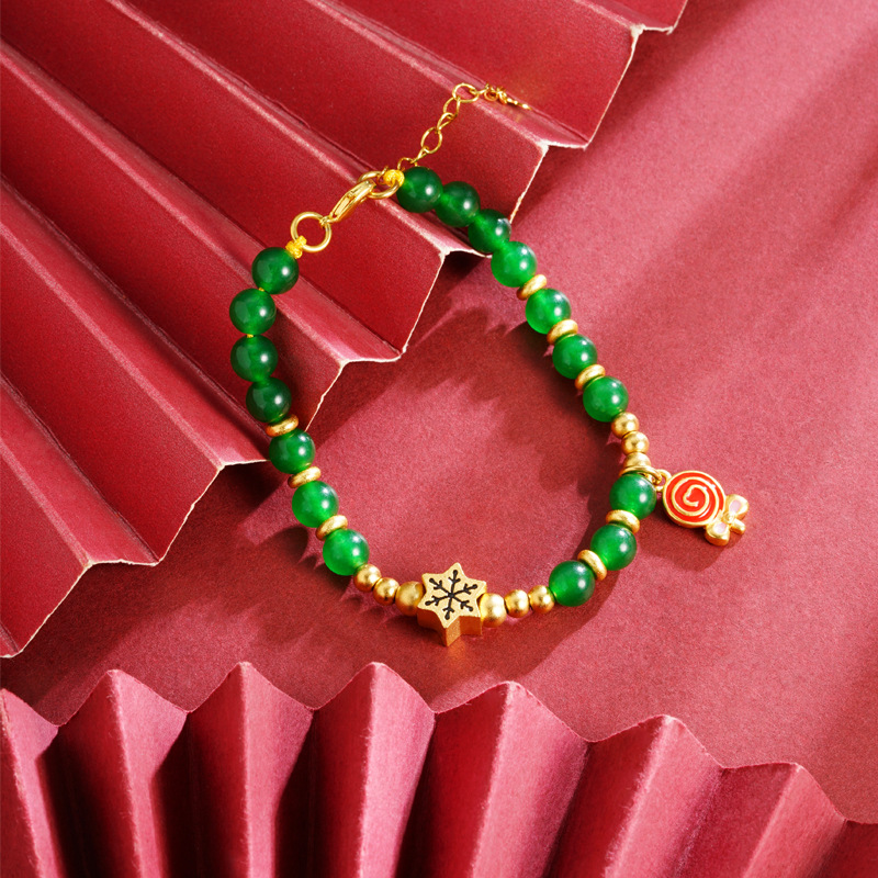 Nuevo estilo chino de oro vietnamita goteo de aceite Lollipop de color copo de nieve jade pulsera nicho alto nivel de fábrica de joyería al por mayor