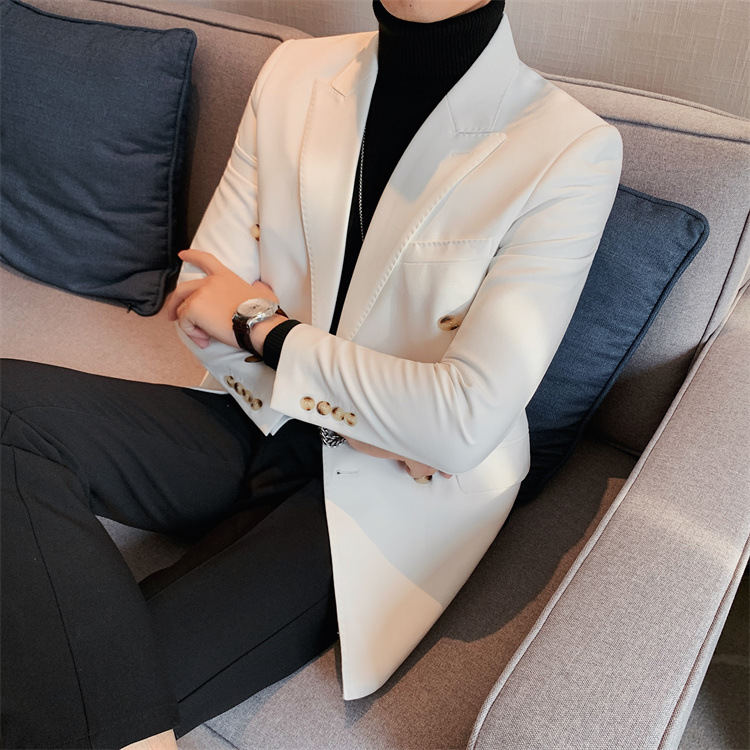 boy Boy 2024 Cross-Border Double-Breasted Business Suit Slim Fit Solid Color European And American Simple Men's Blazer Jacket_viptrois.com